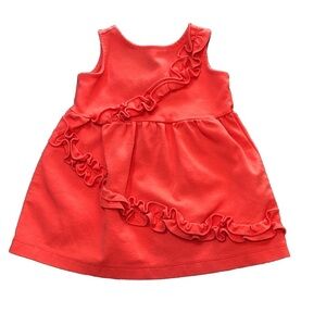 Janie And Jack Red Ruffle Sleeveless Dress Baby Girl Size 6-12 Months